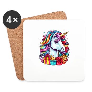 Weihnachtsgeschenke mit Einhorn-Weihnachtsthema - Untersetzer (4er-Set) - Weiß - Vorne