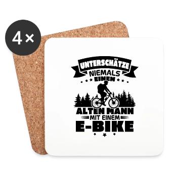 Alten mann mit einem e bike - Untersetzer (4er-Set) - Weiß - Vorne