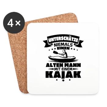 Alten mann mit einem Kajak - Untersetzer (4er-Set) - Weiß - Vorne