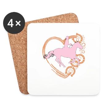 Pferd und Mädchen reiten Design mit Herz - Untersetzer (4er-Set) - Weiß - Vorne
