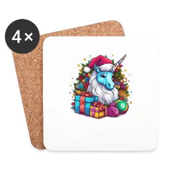 Niedliches Einhorn Zauberhafte Weihnachten für Kinder - Untersetzer (4er-Set) - Weiß - Vorne