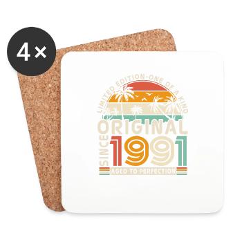Vintage 1991 Birthday Gift - Coasters (set of 4) - white - Front