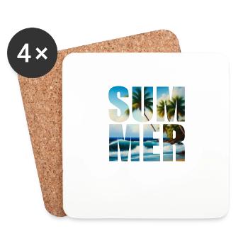 Planche de surf Surfer Sports nautiques - Dessous de verre (lot de 4) - blanc - Devant
