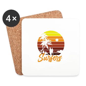 Surfing Surfboard Surfer Water Sports - Coasters (set of 4) - white - Front