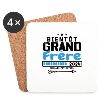 Bientôt Grand Frère 2024 - Futur grand-frère - Dessous de verre (lot de 4) - blanc - Devant