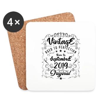 Born in September 2019. Birthday September 2019. - Coasters (set of 4) - white - Front