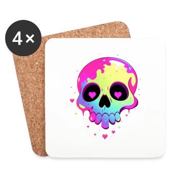 Niedlicher Punk Schädel / Kawaii Punk Schädel - Untersetzer (4er-Set) - Weiß - Vorne