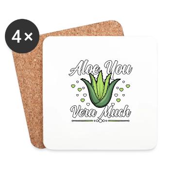 Aloe You Vera Much Succulent Gardener Aloe Vera - Coasters (set of 4) - white - Front