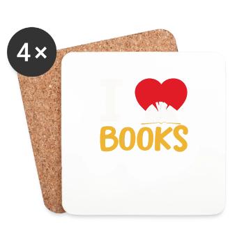 I Love Books Funny Library Reading Book - Coasters (set of 4) - white - Front