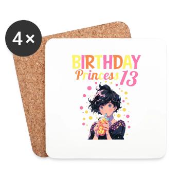 Anime Mandga Boba Bubble Tea 13. Geburtstag - Untersetzer (4er-Set) - Weiß - Vorne