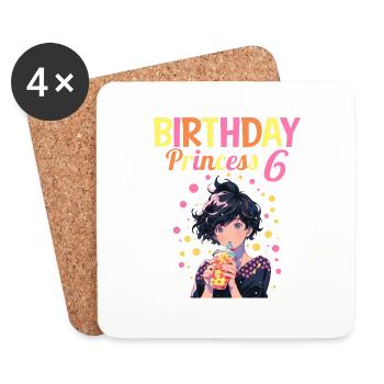 Anime Mandga Boba Bubble Tea 6ème anniversaire - Dessous de verre (lot de 4) - blanc - Devant