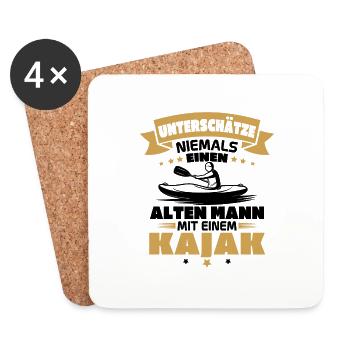 Alten mann mit einem Kajak - Untersetzer (4er-Set) - Weiß - Vorne