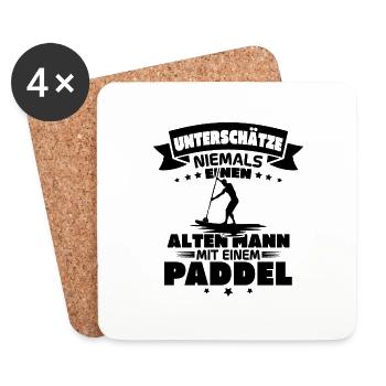 Alter Mann mit Paddel Kanufahrer Vintage Kanusport - Untersetzer (4er-Set) - Weiß - Vorne