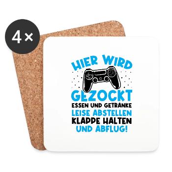 Hier wird gezockt essen und getränke leise - Untersetzer (4er-Set) - Weiß - Vorne