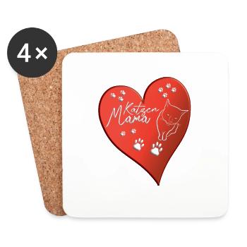 Katzenfreund, Katzenzubehör Geschenk - Untersetzer (4er-Set) - Weiß - Vorne