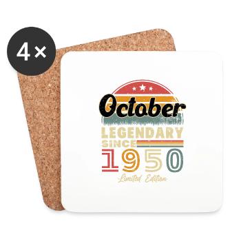 Oktober 1950 Geburtstagsgeschenk 1950 Oktober - Untersetzer (4er-Set) - Weiß - Vorne