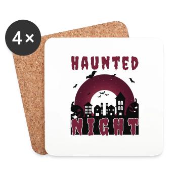 "Haunted Night", Haunted City for Halloween - Coasters (set of 4) - white - Front