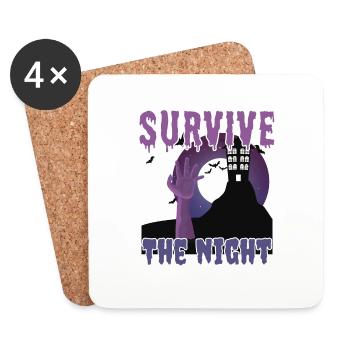 "Survive the Night", The Awakening of the Zombies - Coasters (set of 4) - white - Front