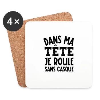 dans ma tête je roule sans casque - Dessous de verre (lot de 4) - blanc - Devant