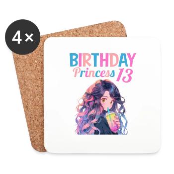 Anime Mandga Boba Bubble Tea 13. Geburtstag - Untersetzer (4er-Set) - Weiß - Vorne