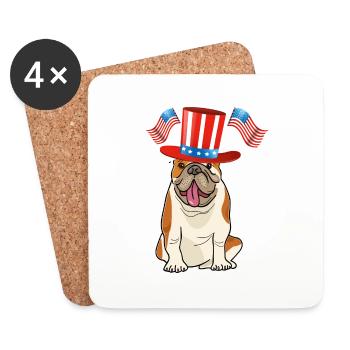 Motiv Hund, Amerika - Untersetzer (4er-Set) - Weiß - Vorne