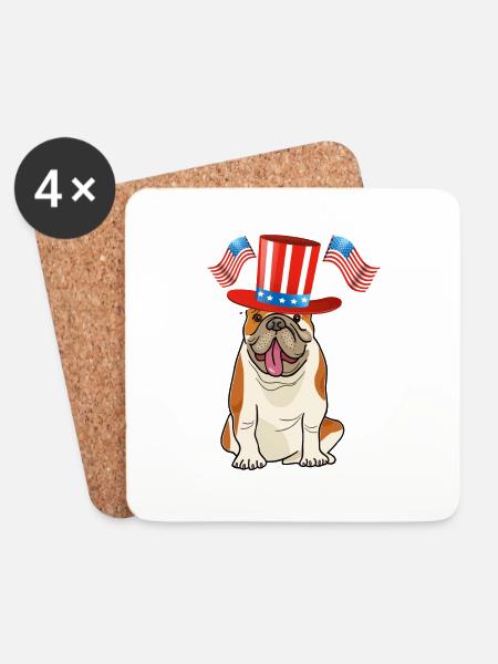 Motiv Hund, Amerika - Untersetzer (4er-Set) - Weiß