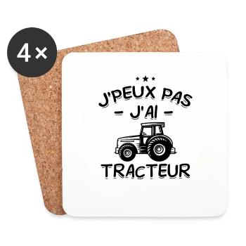J'Peux Pas ! J'Ai Tracteur 🚜🌾 - Dessous de verre (lot de 4) - blanc - Devant