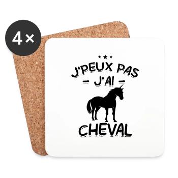 J'Peux Pas ! J'Ai Cheval 🐎 - Dessous de verre (lot de 4) - blanc - Devant