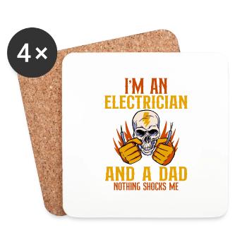 I'm An Electrician And A Dad Nothing Shocks Me 2 - Untersetzer (4er-Set) - Weiß - Vorne