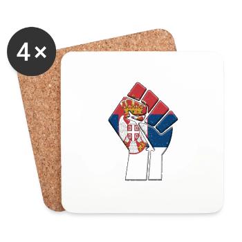 Drapeau de la Serbie Pays serbe Fierté Famille autochtone - Dessous de verre (lot de 4) - blanc - Devant