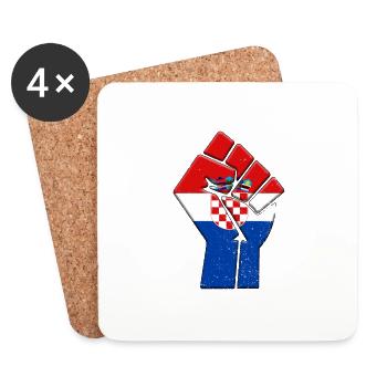Kroatien-Flagge Kroatischer Landstolz Einheimische Familie - Untersetzer (4er-Set) - Weiß - Vorne
