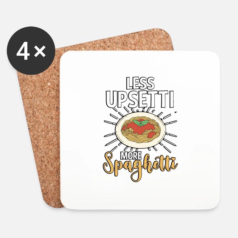 Less Upsetti More Spaghetti Italienisches Essen - Untersetzer (4er-Set) - Weiß