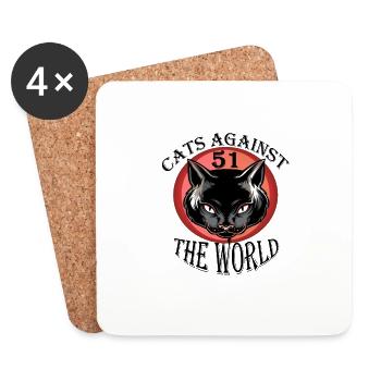 Cats Against The World 51 - Dessous de verre (lot de 4) - blanc - Devant