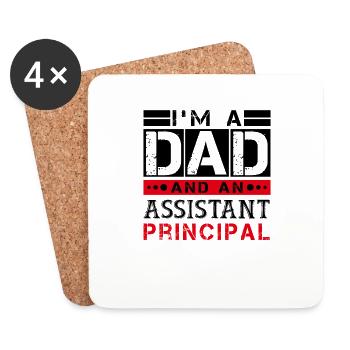I'm a Dad and an Assistant Principal - Dessous de verre (lot de 4) - blanc - Devant