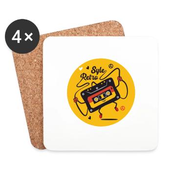 Retro cassette style 70 with humor style BD - Coasters (set of 4) - white - Front