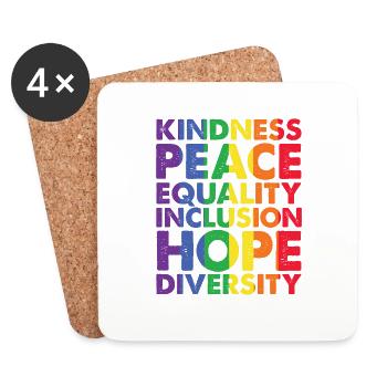 Kindness Peace Equality Love Inclusion Hope LGBT - Coasters (set of 4) - white - Front