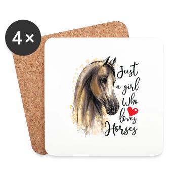 Juste une fille qui aime les chevaux, les femmes à cheval à cheval - Dessous de verre (lot de 4) - blanc - Devant