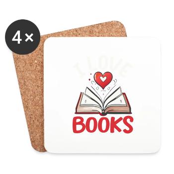 Ich liebe Bücher Herz Lesen Buchliebhaber - Untersetzer (4er-Set) - Weiß - Vorne