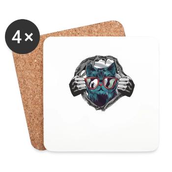 Cat Friend, Cat Accessories Gift - Coasters (set of 4) - white - Front