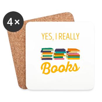 Ja, ich brauche wirklich alle diese Bücher in der - Untersetzer (4er-Set) - Weiß - Vorne