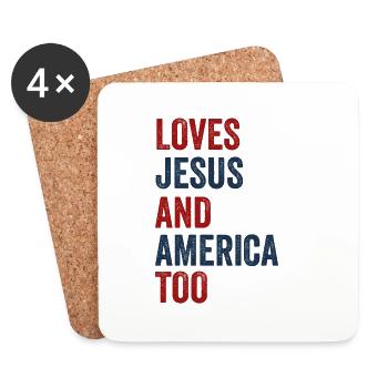 Liebt Jesus und Amerika auch Gott Christ - Untersetzer (4er-Set) - Weiß - Vorne