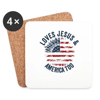 Liebt Jesus und Amerika auch Gott Christ - Untersetzer (4er-Set) - Weiß - Vorne
