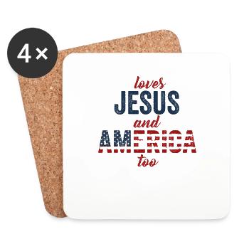 Liebt Jesus und Amerika auch Gott Christ - Untersetzer (4er-Set) - Weiß - Vorne