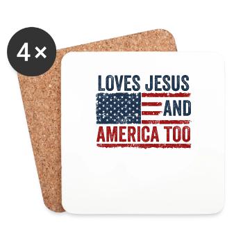 Liebt Jesus und Amerika auch Gott Christ - Untersetzer (4er-Set) - Weiß - Vorne