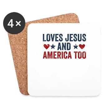 Liebt Jesus und Amerika auch Gott Christ - Untersetzer (4er-Set) - Weiß - Vorne