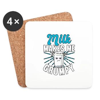Milk Makes Me Grumpy Lactose Intolerance - Coasters (set of 4) - white - Front