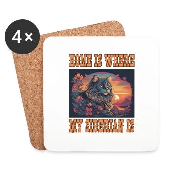 Sori kann ich nicht, ich bin mit meiner sibirischen Katze zusammen. - Untersetzer (4er-Set) - Weiß - Vorne