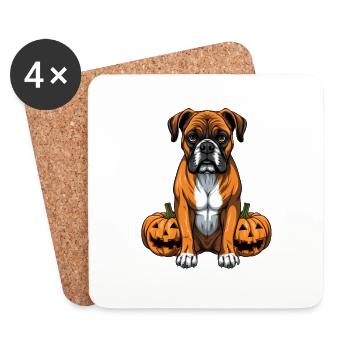 BOXER DOG Chien Citrouille Paresseuse Halloween Party - Dessous de verre (lot de 4) - blanc - Devant
