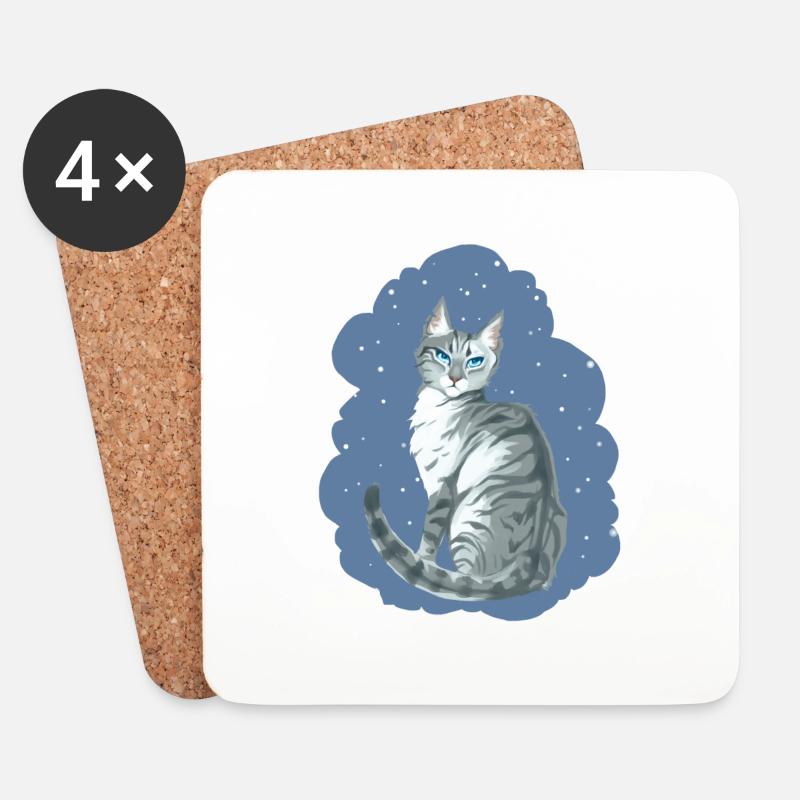 Ivypool Efeusee Graue Katze Schnee Warriors Cat - Untersetzer (4er-Set) - Weiß