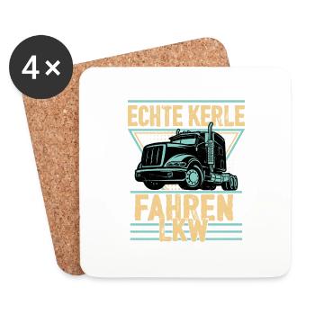 Echte Kerle fahren LKW Fahrer Fernfahrer - Untersetzer (4er-Set) - Weiß - Vorne